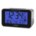 La Crosse Technology Atomic Digital Alarm Clock with Moon Phase & Temperature Display, Silver thumbnail 2