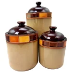 GIBSON elite Casa Estebana 3-Piece Stoneware Canister Set with Reactive Glaze thumbnail 1