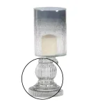 LITTON LANE 16 in. Smoked Black Cylindrical Glass Baluster Candle Holder thumbnail 3