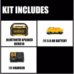DEWALT 20V MAX Bluetooth Jobsite Speaker Kit with 3.0 Ah Battery and Charger thumbnail 2