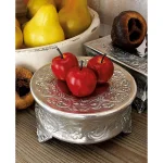 Benzara Silver Aluminum Cake Stand Set of 4 - Assorted Sizes with Intricate Carved Embossed Pattern thumbnail 3