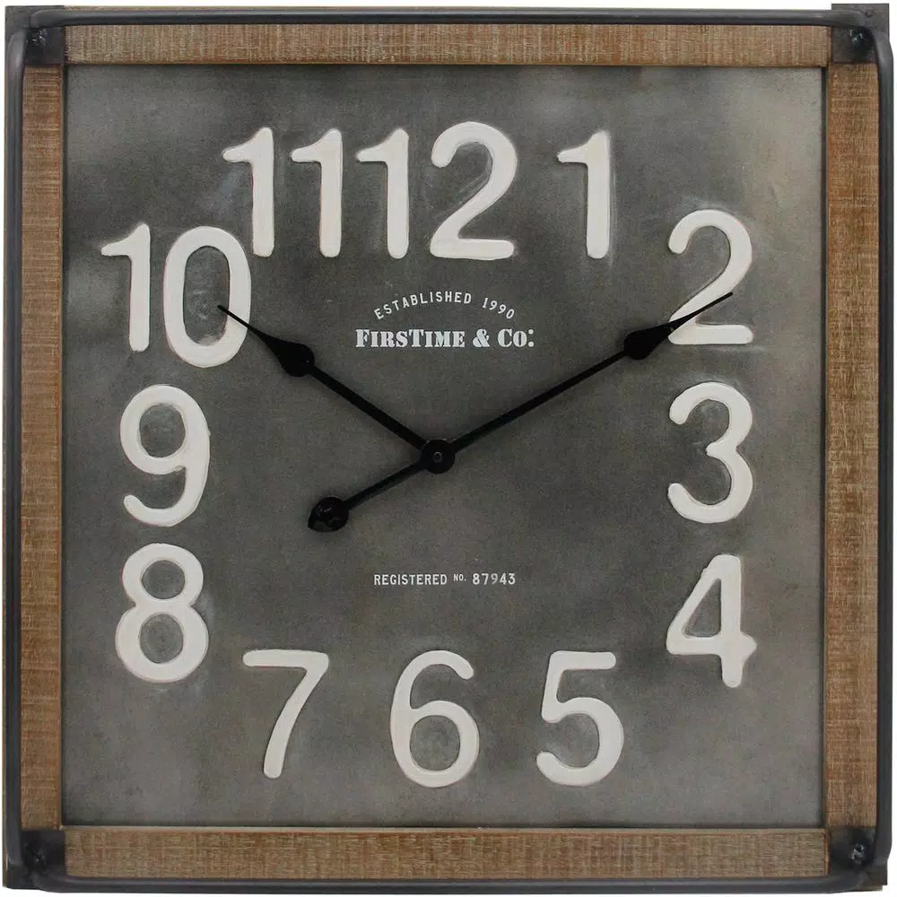 FirsTime & Co. Liam Industrial Square Wall Clock, 24 in.