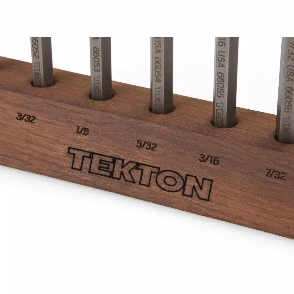 TEKTON 7-Piece Pin Punch Set, 1/16 in. to 1/4 in. with Walnut Bench Block