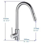 Vanity Art 16.7 in. Single-Handle Pull-Down Kitchen Faucet, Brushed Nickel thumbnail 6