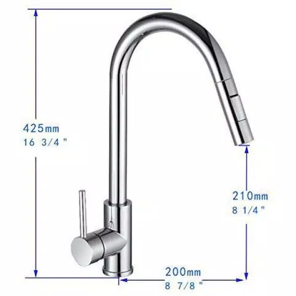 Vanity Art 16.7 in. Single-Handle Pull-Down Kitchen Faucet, Brushed Nickel