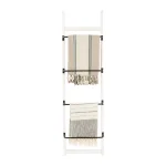 3R Studios 4-Bar Wall Mounted Towel Rack, Distressed Off-White Wood with Black Metal Bars thumbnail 3