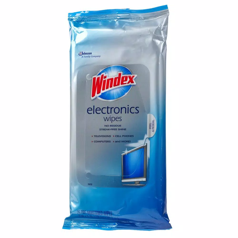 Windex Electronics Wipes, Streak-Free Shine, 25 Count (Case of 12)