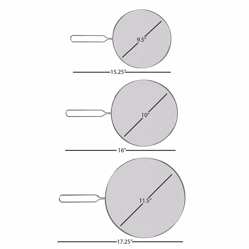 Classic Cuisine Stainless Steel Mesh Splatter Screen Guards, 3-Pack