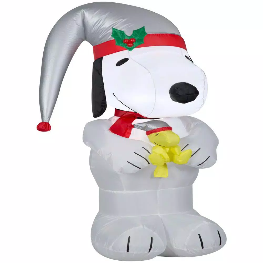 Gemmy 3.5 ft. Peanuts Snoopy and Woodstock Airblown Inflatable with Platinum Accents