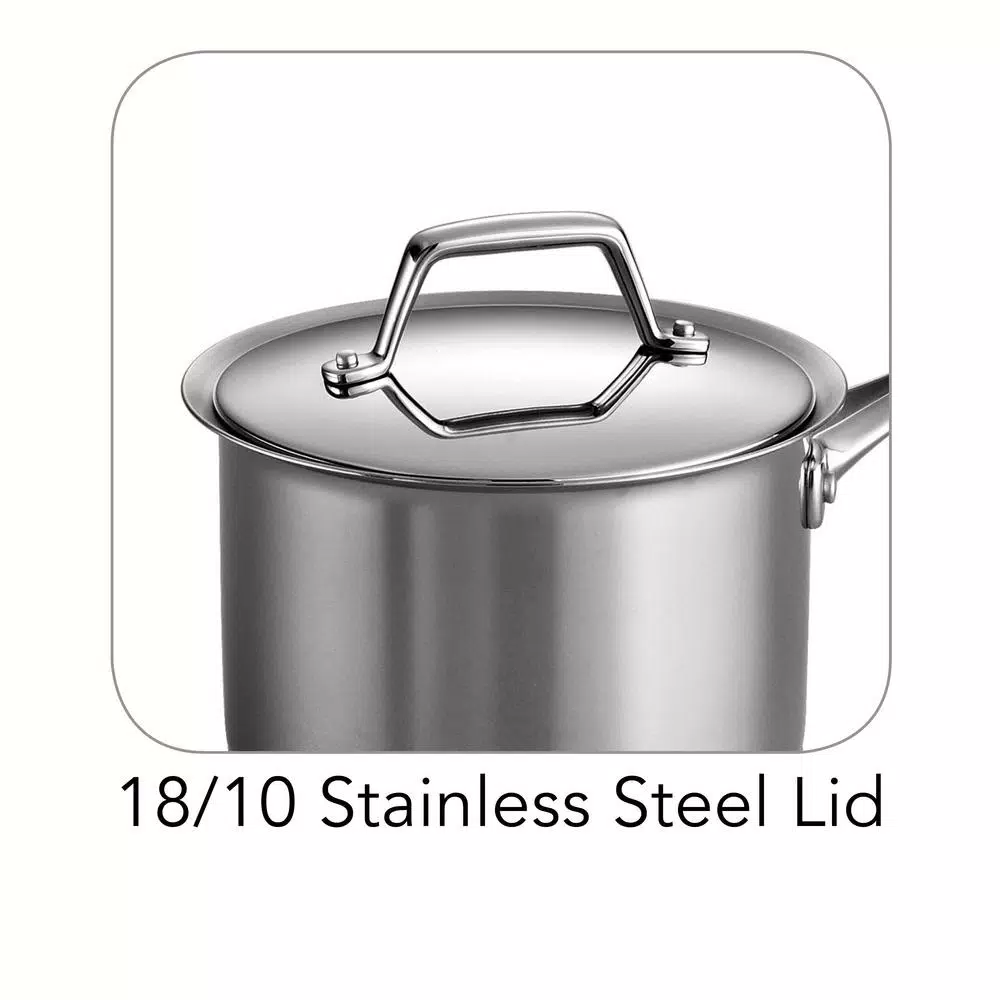 Tramontina Gourmet Prima 2 Qt. Stainless Steel Sauce Pan with Lid, Tri-Ply Base, Induction Compatible
