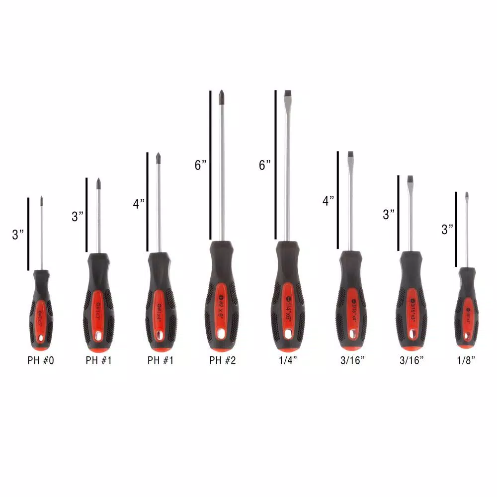 Stalwart 8-Piece Magnetic Tip Screwdriver Set, Phillips and Slotted Chrome Vanadium Steel