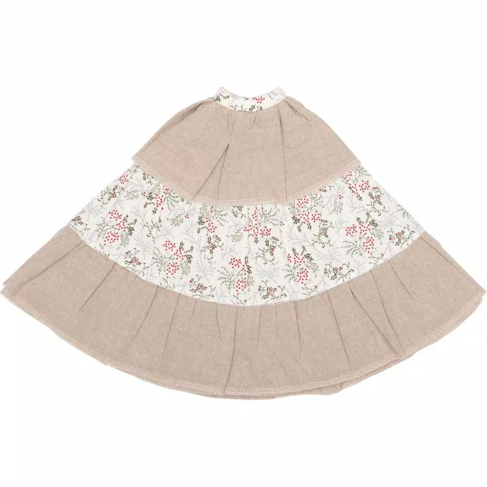 VHC Brands 21 in. Carol Khaki Tan & Winter Floral Ruffled Farmhouse Christmas Tree Skirt