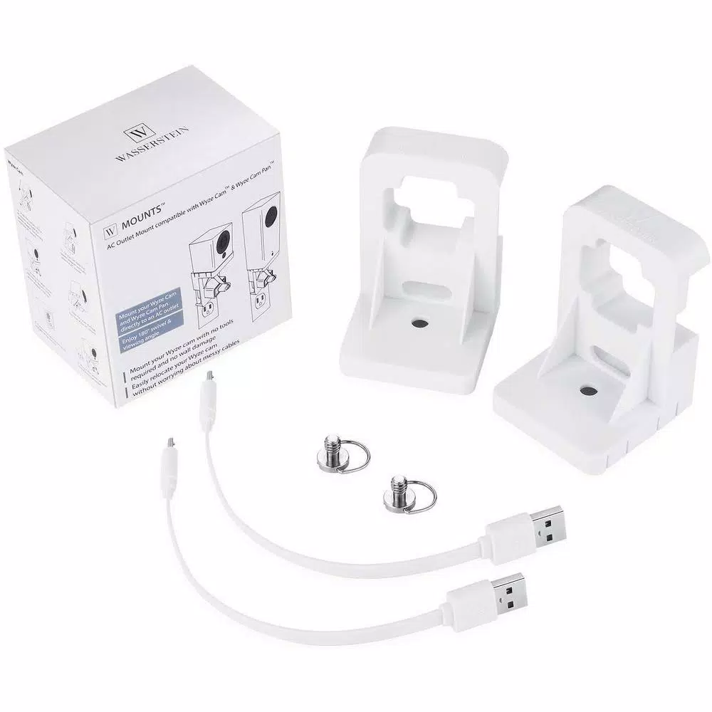 Wasserstein AC Outlet Mount for Wyze Cam and Wyze Cam Pan, White (2-Pack)