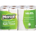 Marcal 100% Recycled 2-Ply Toilet Tissue, Soft & Absorbent, 168 Sheets Per Roll, 16 Rolls Pack thumbnail 1
