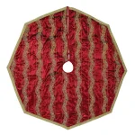 VHC Brands 55 in. Yule Christmas Red Glam Decor Tree Skirt with Gold Embroidered Paisley thumbnail 1