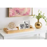 Kate and Laurel Lipton Gold Decorative Rectangular Tray with Metal Handles, 24 x 10 in. thumbnail 4