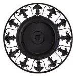 LITTON LANE 38 in. Traditional Fleur-De-Lis Iron Wall Clock - Distressed Bronze Finish thumbnail 2