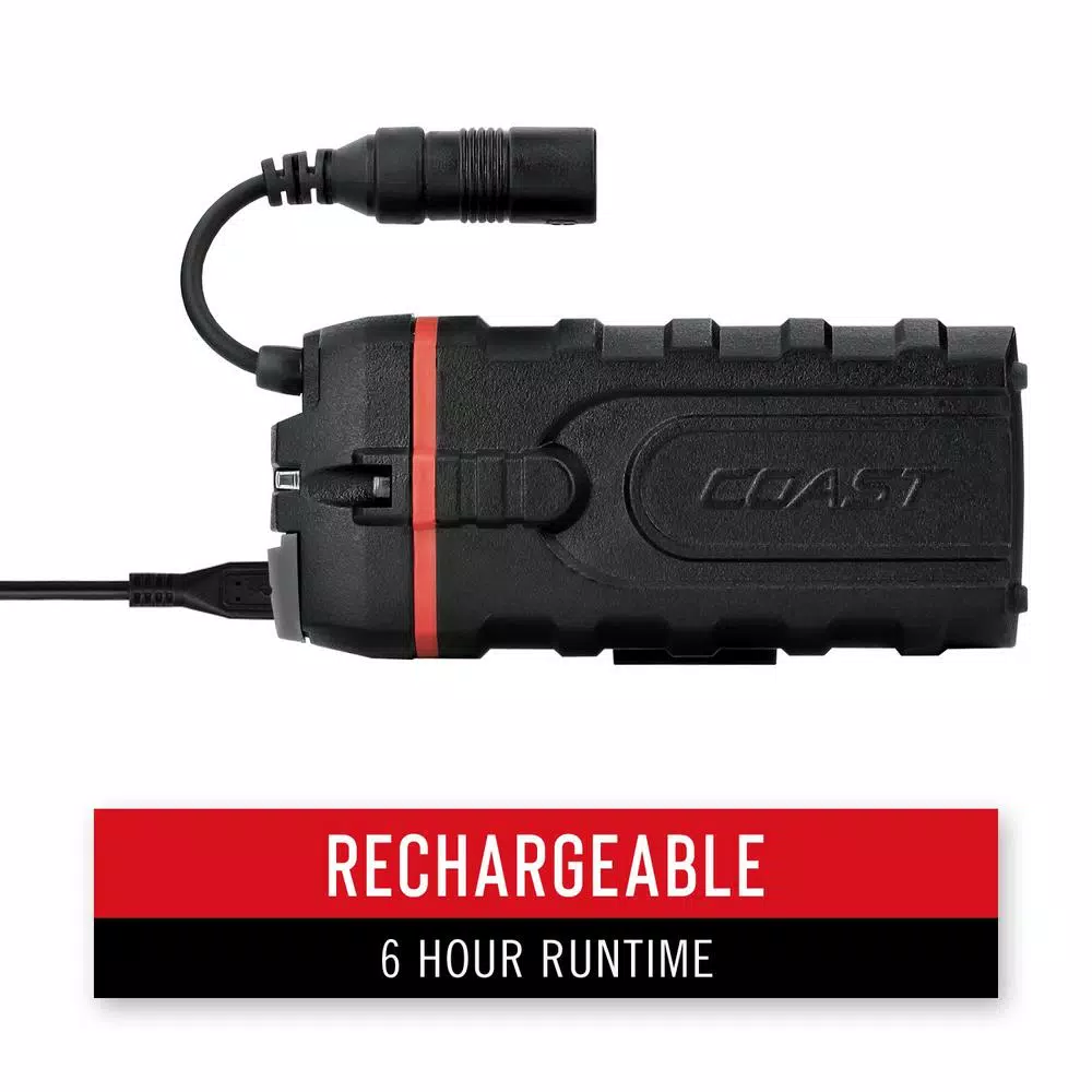 Coast HL8R 800 Lumen Rechargeable LED Headlamp with Twist Focus and Dual Power