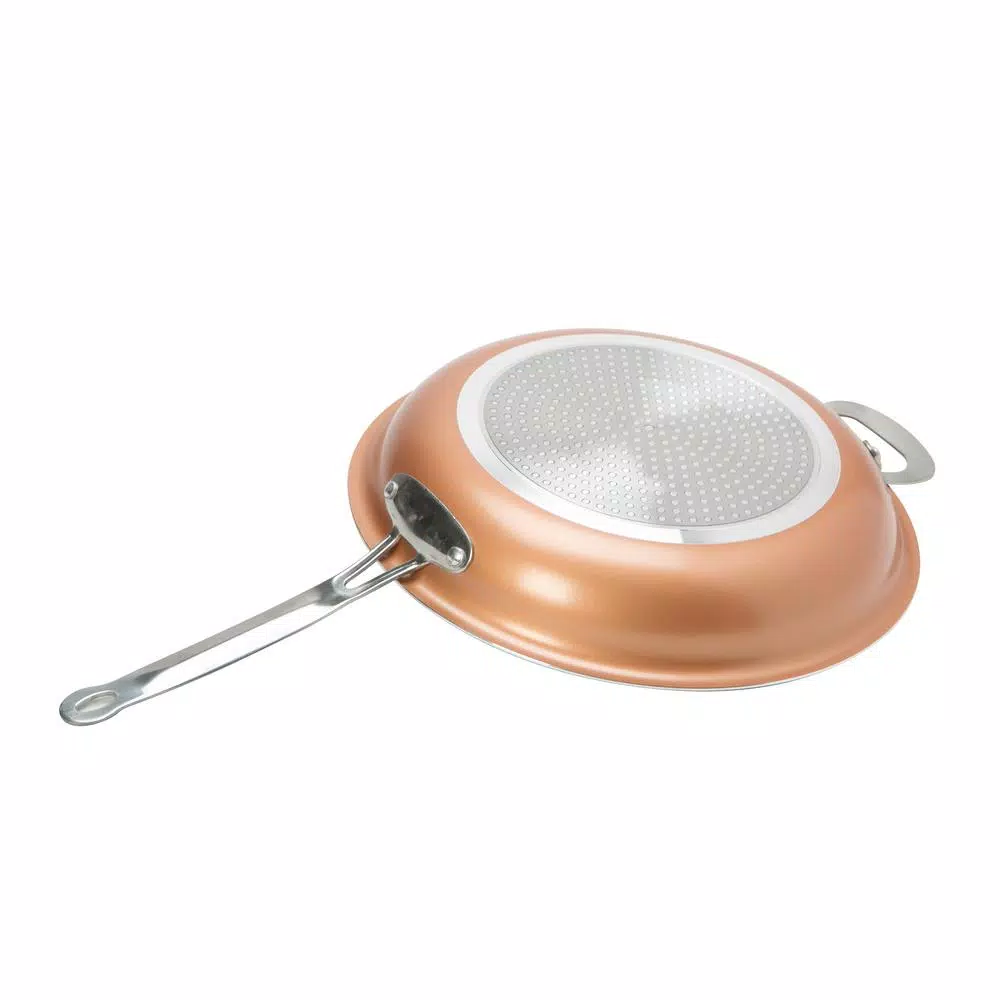 Unbranded Kitchen Details 12 in. Aluminum Nonstick Copper Frying Pan with Induction Bottom