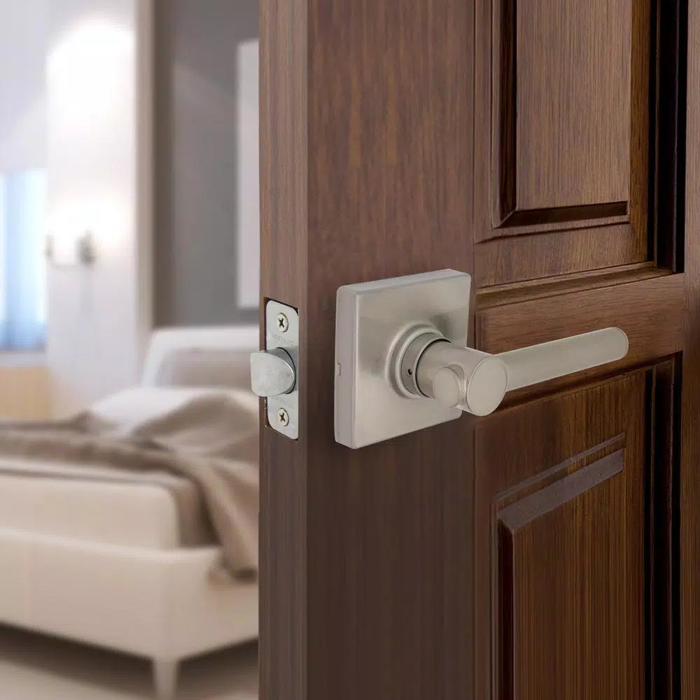 Defiant Highland Satin Nickel Passage Door Lever with Square Rose