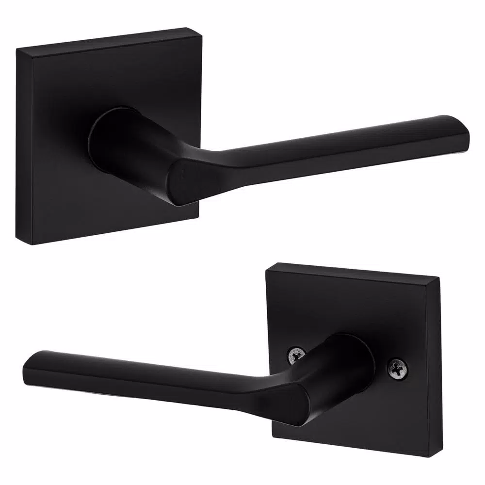 Kwikset Lisbon Square Matte Black Interior Passage Door Lever