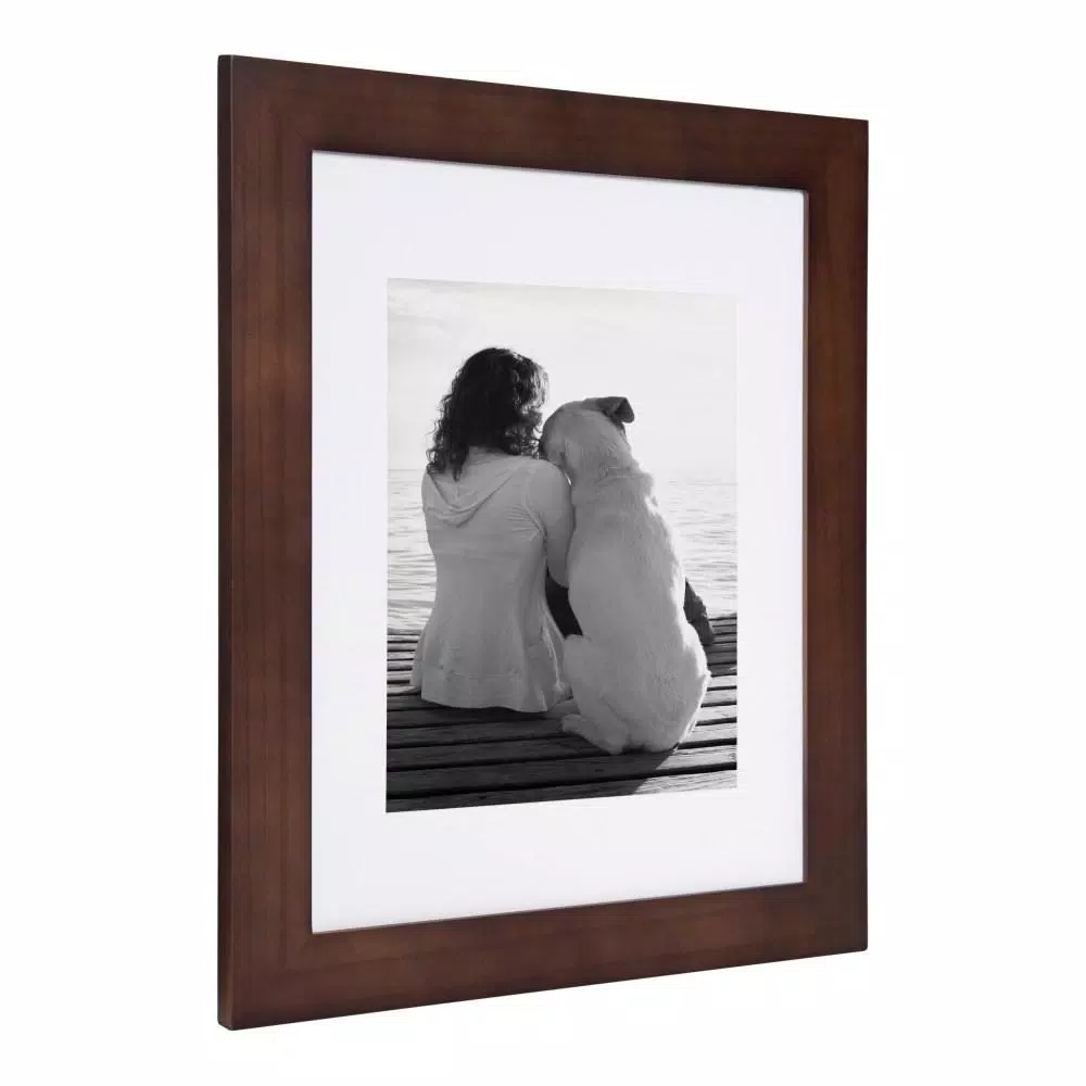 DesignOvation Museum Collection 11x14 Walnut Brown Picture Frame Set, Matted to 8x10, Pack of 4