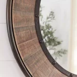 Home Decorators Collection 31 in. Round Farmhouse Accent Mirror with Distressed Wood Finish thumbnail 5
