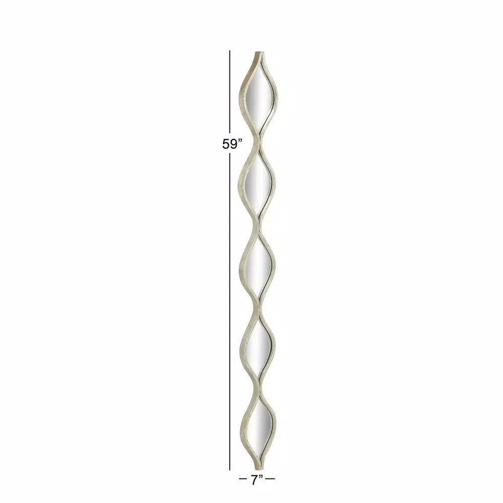 LITTON LANE Large Irregular Wavy Contemporary Metal Wall Mirror - Silver Polished Finish (59 in. H x 7 in. W)