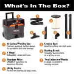 RIDGID 10 Gal. 5.0 Peak HP ProPack Plus Wet/Dry Shop Vacuum with Qwik Lock Filter thumbnail 2