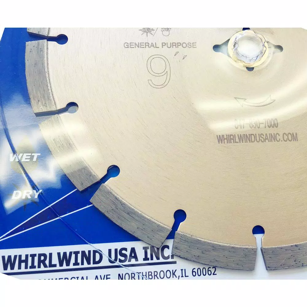 Whirlwind USA 9 in. Segmented Diamond Blade for Concrete, Stone, Brick, and Masonry