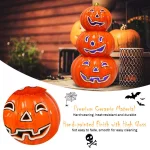Costway 11 in. Orange Ceramic LED Halloween Pumpkin Lantern, Battery Powered Tabletop Decor thumbnail 5