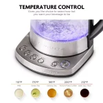 Ovente 1.7L Variable Temperature Glass Electric Kettle with ProntoFill Technology, Silver thumbnail 6