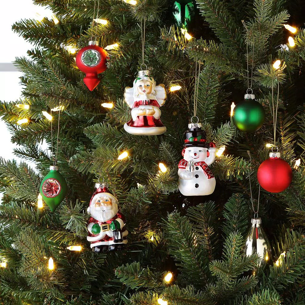 Mr. Christmas 30-Piece Vintage Glass Ornament Set with Storage Box and Gift Bags