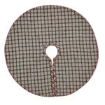 VHC Brands Weston 21 in. Slate Grey Windowpane Plaid Christmas Tree Skirt with Cherry Red Trim thumbnail 1