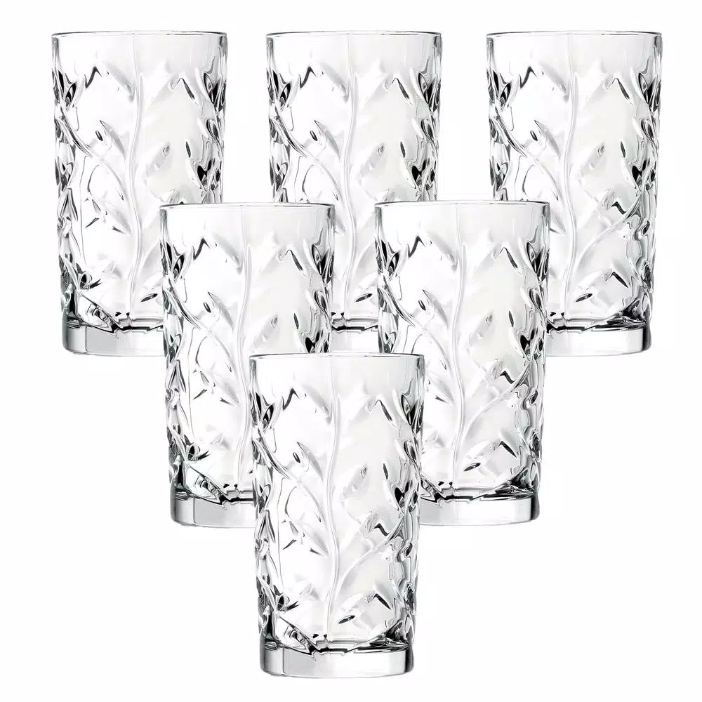 Lorren Home Trends RCR Laurus Crystal Highball Glasses, Set of 6, 12 oz.