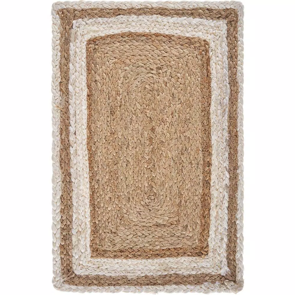 LR Home Natural and Bleached Jute Placemats, Set of 4, 19 x 13 in.