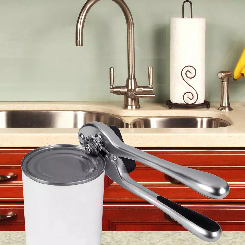 Home Basics Handheld Can Opener - High Carbon Stainless Steel & Zinc with Ergonomic TPR Grip