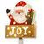 National Tree Company 35 in. Pre-Lit Santa with JOY Sign Wood Holiday Sculpture Decoration thumbnail 2