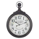 LITTON LANE 39 in. Vintage Wood Wall Clock with Ebony Finish and Distressed White Dial thumbnail 1