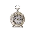 Unbranded Levine Silver Metal Desk Clock with Shell Inlay Pattern - Analog thumbnail 2
