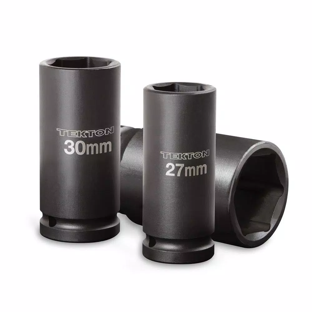 TEKTON 3/4 in. Drive 27-38 mm 6-Point Deep Metric Impact Socket Set, 8-Piece