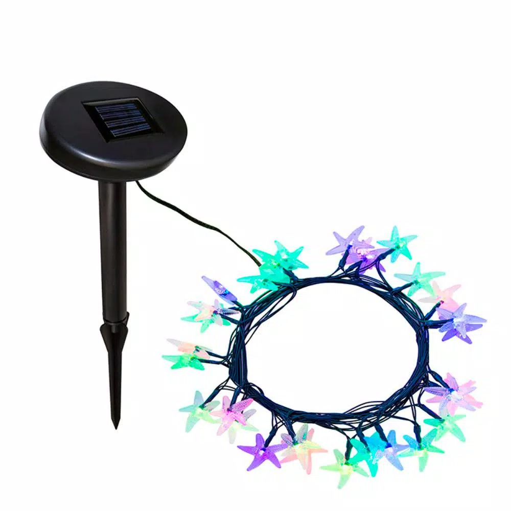 ALEKO 30-Light LED Multi-Color Solar Powered Starfish String Lights, 2-Pack