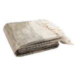 Safavieh Voleta White and Gold Striped Cotton Throw Blanket with Fringe thumbnail 3