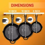 NutriChef 6-Piece Cast Iron Nonstick Skillet Set, Black thumbnail 3