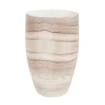 Unbranded Desert Sands Tapered Ceramic Table Vase, Beige Neutral Striae Pattern, 14 in. thumbnail 1