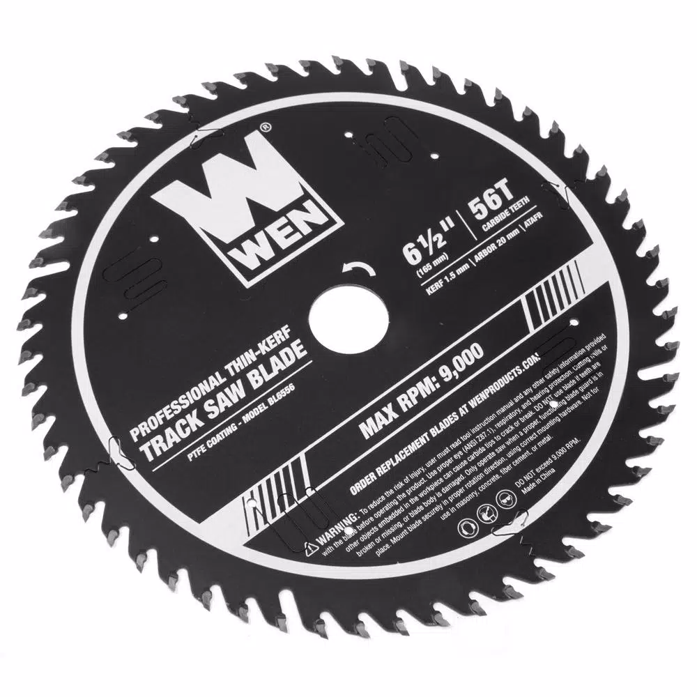 WEN 6.5 in. 56-Tooth Carbide-Tipped ATAFR Track Saw Blade with PTFE Coating