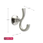 Delta Mandara Double Towel Hook, Brushed Nickel thumbnail 6