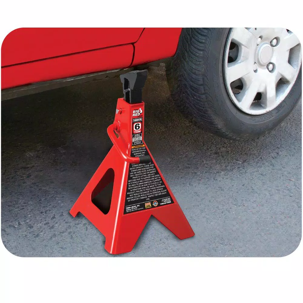 Big Red 6-Ton Double-Lock Steel Jack Stands, 2-Pack