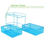 MIND READER 2-Tier Metal Mesh Utensil Caddy & Flatware Organizer, Blue thumbnail 6