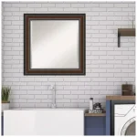Amanti Art Cyprus Walnut 24.88 in. x 24.88 in. Square Wood Framed Bathroom Vanity Wall Mirror thumbnail 8
